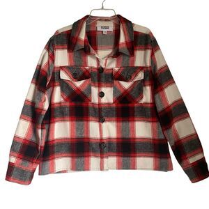 BB Dakota Steve Madden Fleece Shacket Shirt Women 2XL Red Black Plaid Western